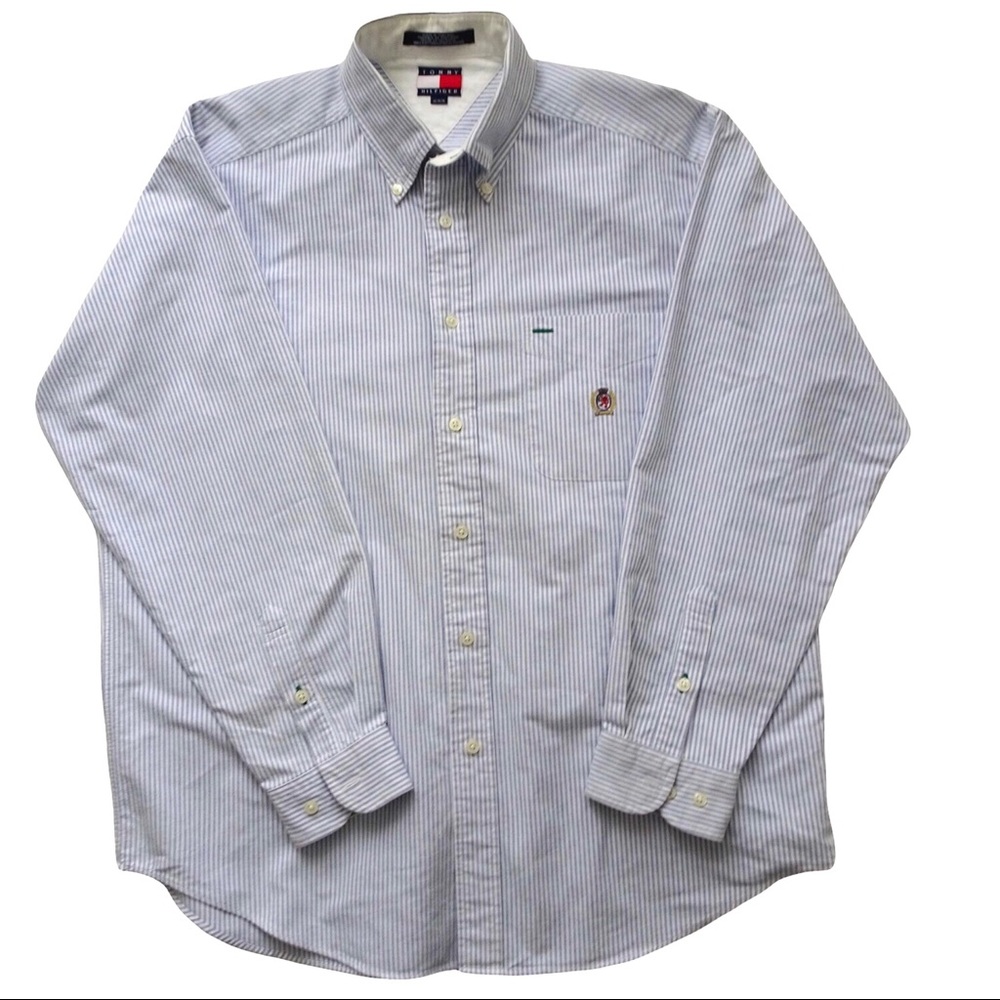TOMMY HILFIGER BLUE & WHITE VERTICAL STRIPES SHIRT